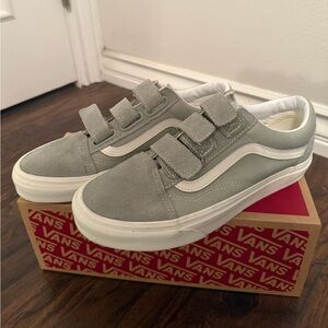 brand new sage green velcro vans